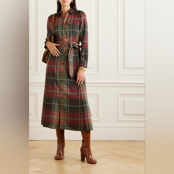 Polo Ralph Lauren Dresses & Skirts - Polo Ralph Lauren Belted Plaid Shirt Dress In Red/Green Plaid